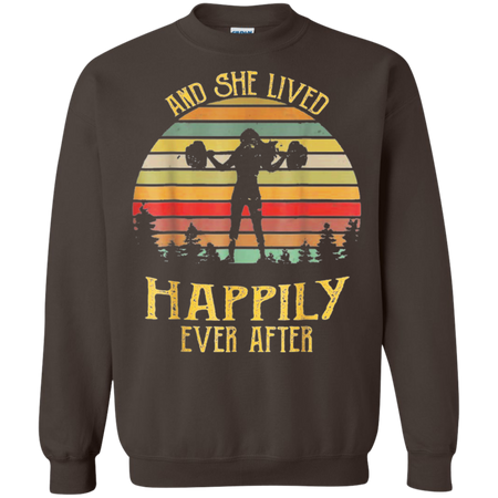 And She Lived Happily Ever After Weightlifting Shirt G180 Gildan Crewneck Pullover Sweatshirt  8 oz.