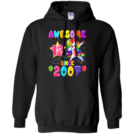 12 Years Old 12th Birthday Unicorn Dabbing Party Shirt G185 Gildan Pullover Hoodie 8 oz