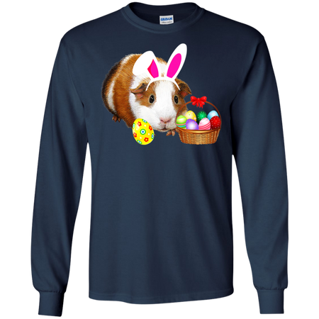 Easter Guinea Pig Funny Bunny Ears And Eggs Gift Shirt G240 Gildan LS Ultra Cotton T-Shirt