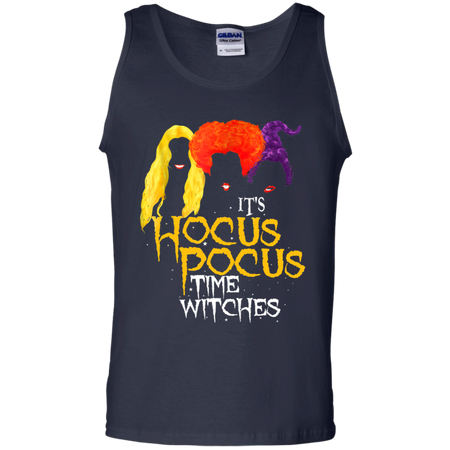 It's Hocus Pocus Time Witches Funny Halloween Witch Shirt Cotton Tank Top