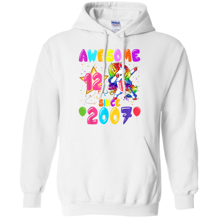 12 Years Old 12th Birthday Unicorn Dabbing Party Shirt G185 Gildan Pullover Hoodie 8 oz.
