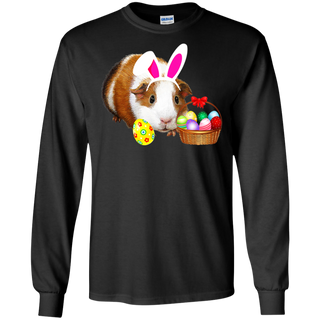 Easter Guinea Pig Funny Bunny Ears And Eggs Gift Shirt G240 Gildan LS Ultra Cotton T Shirt