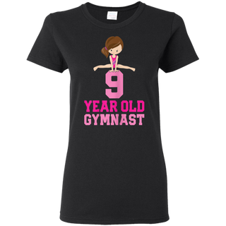 Girls Gymnastics Birthday Kids 9 Year Old Gymnast Shirt G500L Gildan Ladies 5 3 oz T Shirt