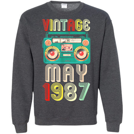 32nd Birthday Gift Ideas May 1987 Shirt G180 Gildan Crewneck Pullover Sweatshirt  8 oz.