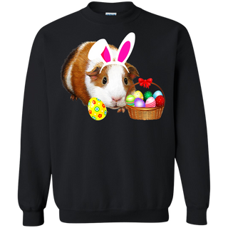 Easter Guinea Pig Funny Bunny Ears And Eggs Gift Shirt G180 Gildan Crewneck Pullover Sweatshirt 8 oz