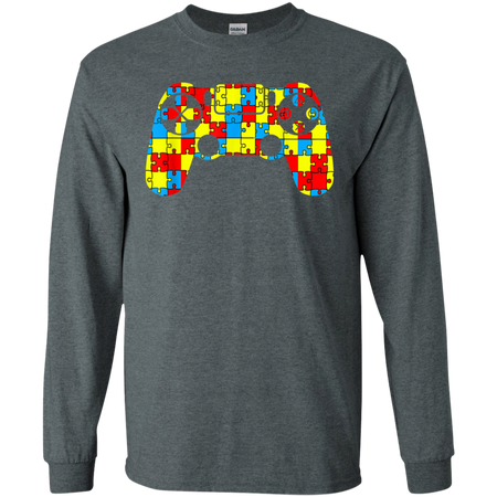 Autism Awareness Tee Video Game Controller Shirt G240 Gildan LS Ultra Cotton T-Shirt