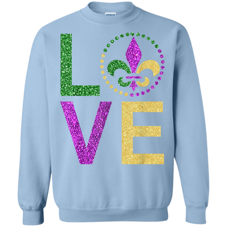 I Love Mardi Gras Mardi Gras Shirt G180 Gildan Crewneck Pullover Sweatshirt  8 oz.