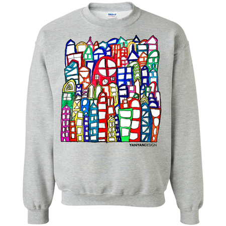 Rainbow Town Shirt G180 Gildan Crewneck Pullover Sweatshirt  8 oz.