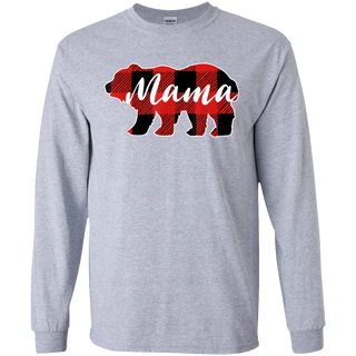 Mama Bear Black Red Lattice Shirt Men Women Kids Shirt G240 Gildan LS Ultra Cotton T Shirt