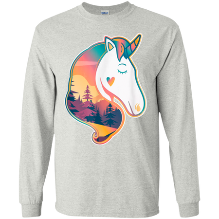 Unicorn Spirit Animal  Sunrise Over The Trees Shirt G240 Gildan LS Ultra Cotton T-Shirt