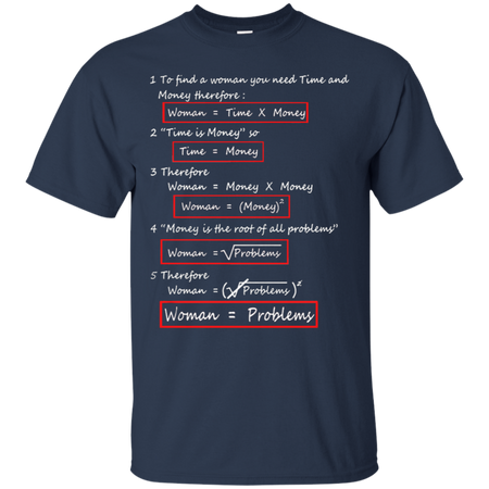 To find a woman you need time and money Woman Equal Problems T Shirt
