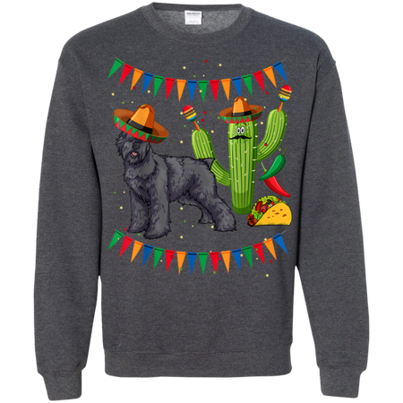 Sombrero Bouvier Des Flandres Dog Mexico Cinco De Mayo Shirt G180 Gildan Crewneck Pullover Sweatshirt 8 oz