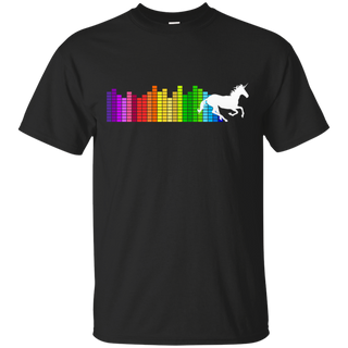 Unicorn Rainbow Audio Spectrum Synthwave T Shirt