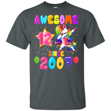 12 Years Old 12th Birthday Unicorn Dabbing Party Shirt G200 Gildan Ultra Cotton T-Shirt