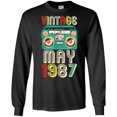 32nd Birthday Gift Ideas May 1987 Shirt G240 Gildan LS Ultra Cotton T-Shirt