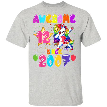 12 Years Old 12th Birthday Unicorn Dabbing Party Shirt G200 Gildan Ultra Cotton T-Shirt