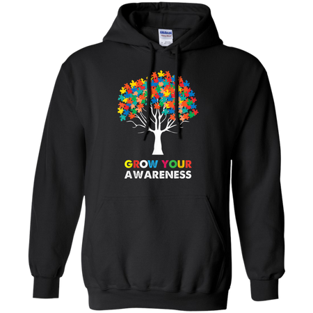 Autism Awareness Puzzle Tree Grow Your Awareness Shirts G185 Gildan Pullover Hoodie 8 oz