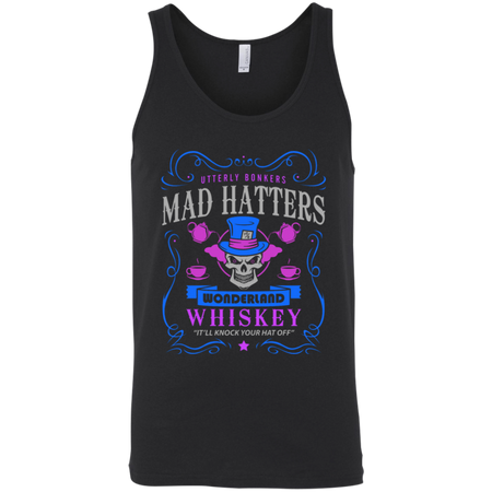 Utterly Bonkers Mad Hatters Wonderland Whiskey T-Shirt. "It'll Knock Your Hat Off". Inspired by Alice Adventures in Wonderland. (Retro) shirts