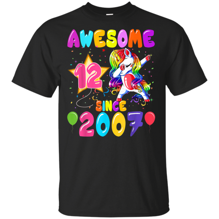 12 Years Old 12th Birthday Unicorn Dabbing Party Shirt G200 Gildan Ultra Cotton T-Shirt
