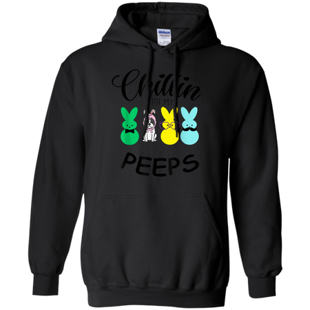 Chillin With My Peeps Boston Terrier Easter Bunny Shirt G185 Gildan Pullover Hoodie 8 oz