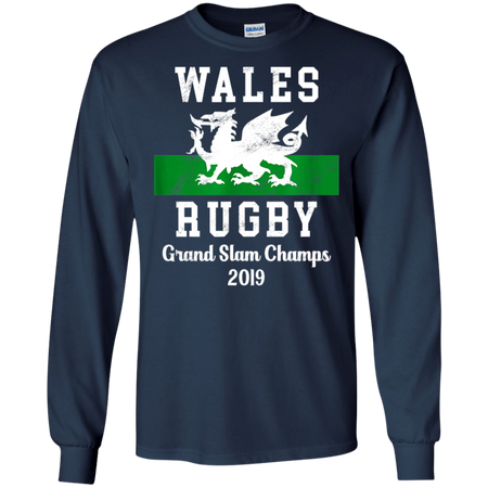 Wales Rugby Wales Shirt - Grand Slam Champs Shirt G240 Gildan LS Ultra Cotton T-Shirt