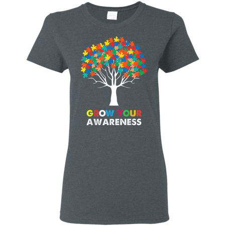 Autism Awareness Puzzle Tree Grow Your Awareness Shirts G500L Gildan Ladies 5 3 oz T Shirt