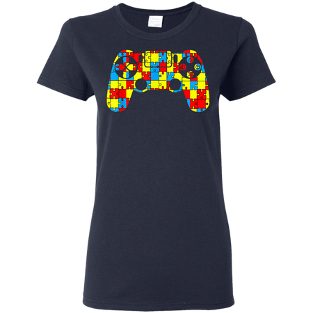 Autism Awareness Tee Video Game Controller Shirt G500L Gildan Ladies' 5.3 oz. T-Shirt