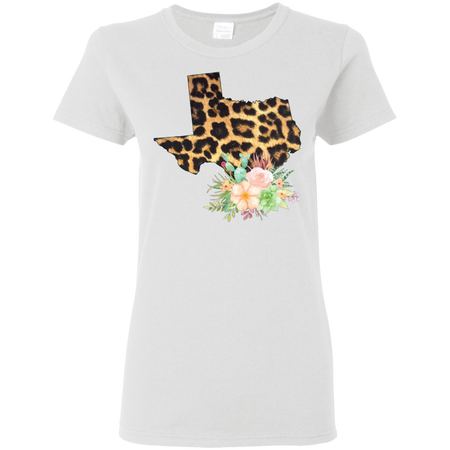 Leopard Print Texas Shirt, Country Shirt, Texas Gifts, Plus Size Available, Cactus and Flowers, Trendy, Woman Shirt, Cactus Shirt, Southern