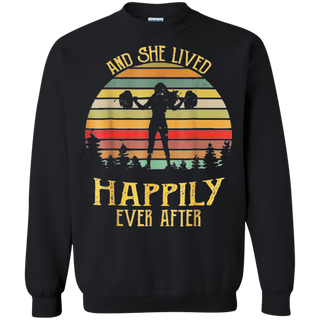 And She Lived Happily Ever After Weightlifting Shirt G180 Gildan Crewneck Pullover Sweatshirt  8 oz.