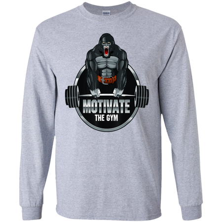 Motivate The Gym Gorilla Deadlift Strength Workout Shirt G240 Gildan LS Ultra Cotton T Shirt