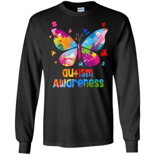 Autism Awareness Gift Colorful Butterfly Autism Shirt G240 Gildan LS Ultra Cotton T Shirt