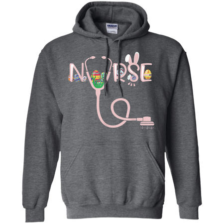 Stethoscope Nurse Tail Easter bunny Colorful Eggs Shirt G185 Gildan Pullover Hoodie 8 oz