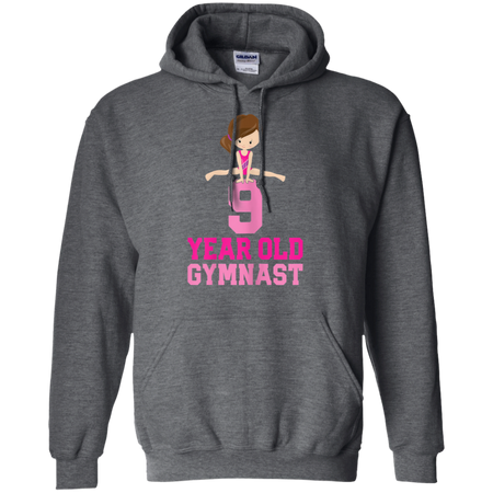 Girls Gymnastics Birthday Kids 9 Year Old Gymnast Shirt G185 Gildan Pullover Hoodie 8 oz