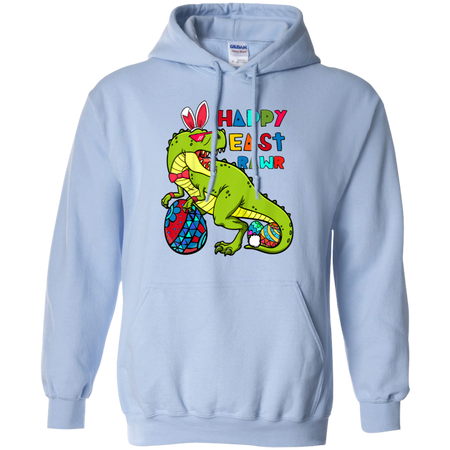 Kids Happy Eastrawr T Rex Dinosaur Easter Bunny Egg Shirt G185 Gildan Pullover Hoodie 8 oz
