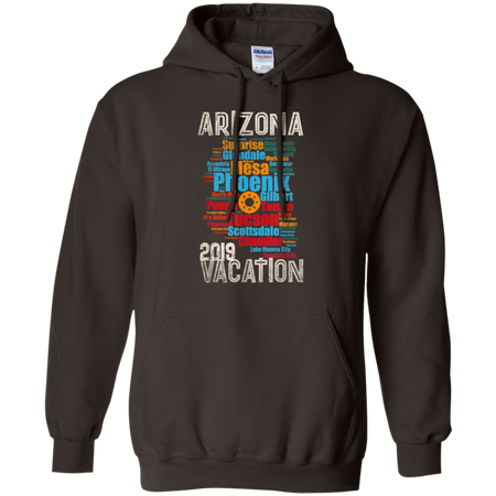 Arizona Vacation 2019 Spring Break Cities Map Throwback Shirt G185 Gildan Pullover Hoodie 8 oz