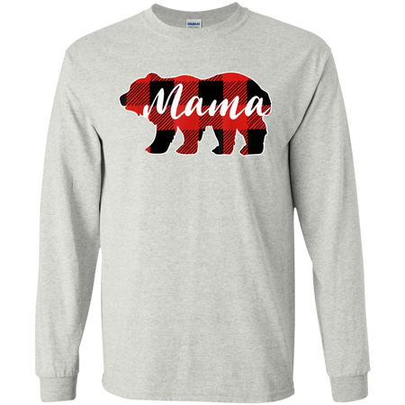 Mama Bear Black Red Lattice Shirt Men Women Kids Shirt G240 Gildan LS Ultra Cotton T Shirt