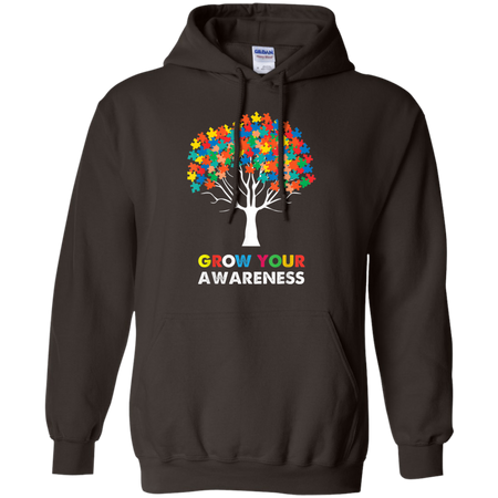 Autism Awareness Puzzle Tree Grow Your Awareness Shirts G185 Gildan Pullover Hoodie 8 oz