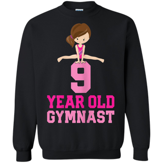 Girls Gymnastics Birthday Kids 9 Year Old Gymnast Shirt G180 Gildan Crewneck Pullover Sweatshirt 8 oz