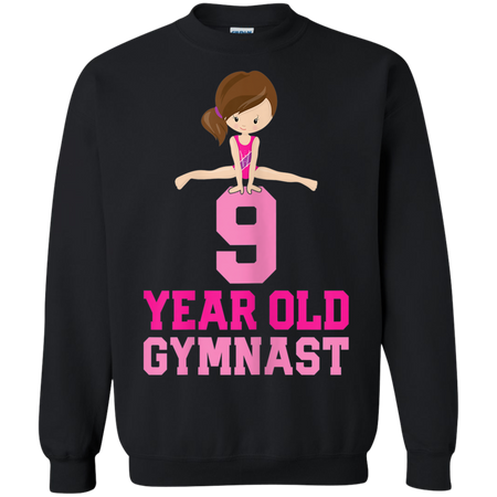 Girls Gymnastics Birthday Kids 9 Year Old Gymnast Shirt G180 Gildan Crewneck Pullover Sweatshirt 8 oz