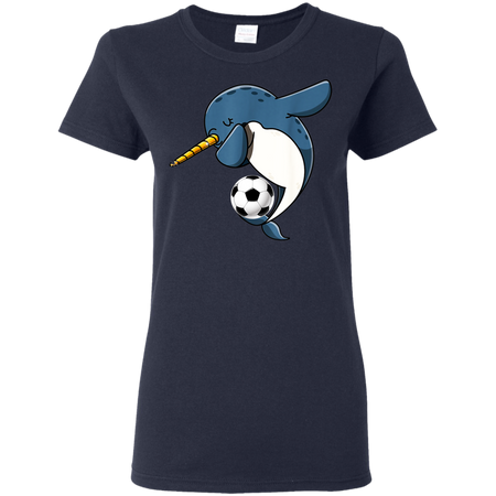 Dabbing Narwhal Soccer Soccer Narwhal Shirt G500L Gildan Ladies' 5.3 oz. T-Shirt