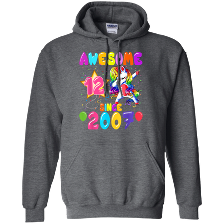 12 Years Old 12th Birthday Unicorn Dabbing Party Shirt G185 Gildan Pullover Hoodie 8 oz