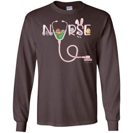 Stethoscope Nurse Tail Easter bunny Colorful Eggs Shirt G240 Gildan LS Ultra Cotton T Shirt