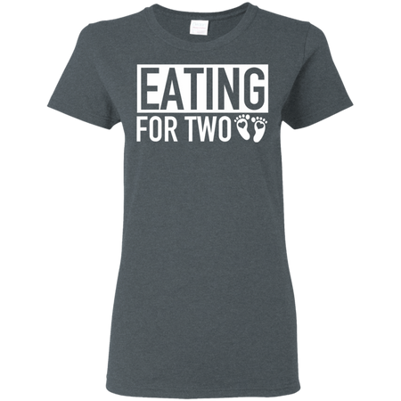 Eating for Two Matching Pregnancy Baby Coming Soon Shirt G500L Gildan Ladies 5 3 oz T Shirt