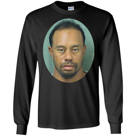 Tiger Woods Mugshot Shirt G240 Gildan LS Ultra Cotton T Shirt