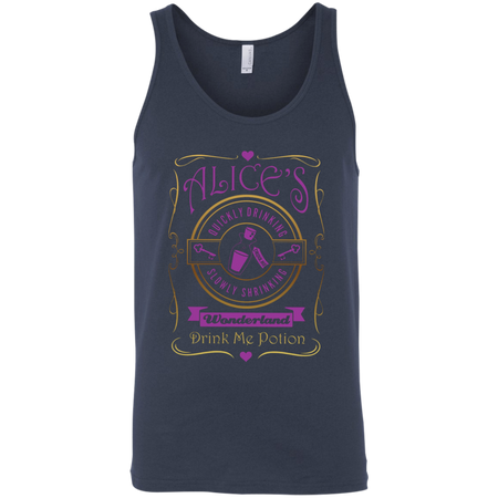 Alice's Quickly Drinking Slowly Shrinking Wonderland Drink me Potion Lady-Fit Tank Top. Inspired by Alice in Wonderland. (Pink & Gold) shirts