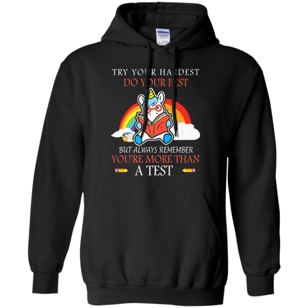 Try Your Hardest Funny Unicorn Reading Teacher Gifts Shirt G185 Gildan Pullover Hoodie 8 oz