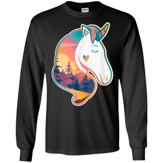 Unicorn Spirit Animal  Sunrise Over The Trees Shirt G240 Gildan LS Ultra Cotton T-Shirt