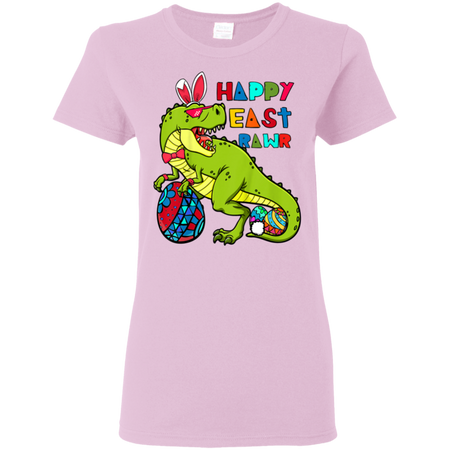 Kids Happy Eastrawr T Rex Dinosaur Easter Bunny Egg Shirt G500L Gildan Ladies 5 3 oz T Shirt