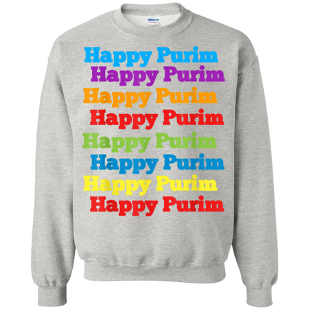 Happy Purim cool t-Shirt jewish Funny Costume Shirt G180 Gildan Crewneck Pullover Sweatshirt  8 oz.