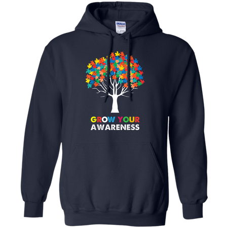 Autism Awareness Puzzle Tree Grow Your Awareness Shirts G185 Gildan Pullover Hoodie 8 oz